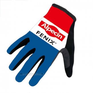 2022 Alpecin Fenix Guanti Dita Lunghe Ciclismo Blu Bianco Rosso