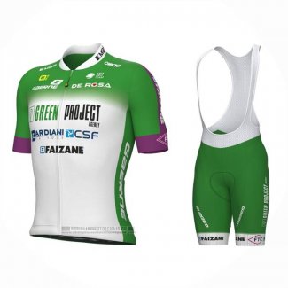 2023 Abbigliamento Ciclismo Bardiani Csf Faizane Verde Bianco Manica Corta e Salopette