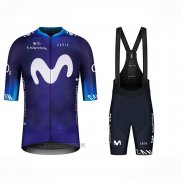 2023 Abbigliamento Ciclismo Movistar Blu Bianco Manica Corta e Salopette