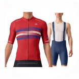 2024 Abbigliamento Ciclismo Castelli Rosso Blu Manica Corta e Salopette