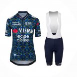 2024 Abbigliamento Ciclismo Donne Jumbo Visma Blu Manica Corta e Salopette