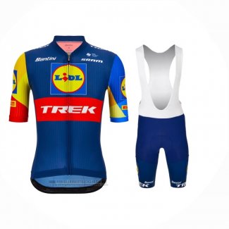 2024 Abbigliamento Ciclismo Lidl Trek Scuro Blu Rosso Manica Corta e Salopette