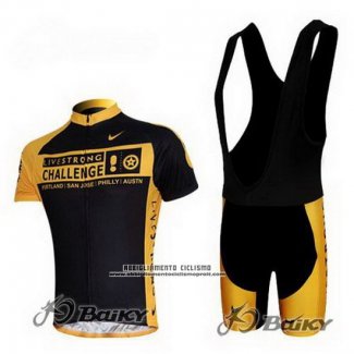 2009 Abbigliamento Ciclismo Livestrong Giallo e Nero Manica Corta e Salopette