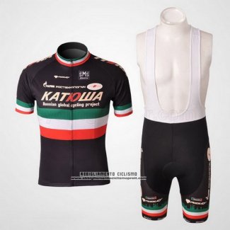 2010 Abbigliamento Ciclismo Katusha Nero Manica Corta e Salopette