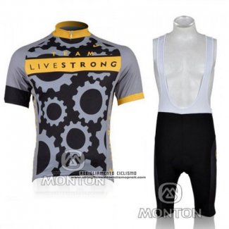 2010 Abbigliamento Ciclismo Livestrong Grigio Manica Corta e Salopette