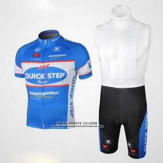 2010 Abbigliamento Ciclismo Quick Step Floor Celeste Manica Corta e Salopette