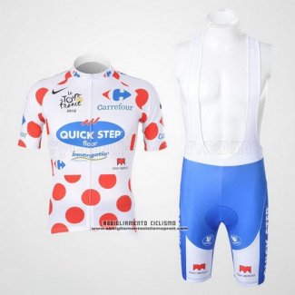 2010 Abbigliamento Ciclismo Quick Step Floor Lider Rosso e Bianco Manica Corta e Salopette