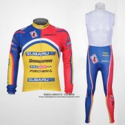 2011 Abbigliamento Ciclismo Subaru Celeste e Giallo Manica Lunga e Salopette