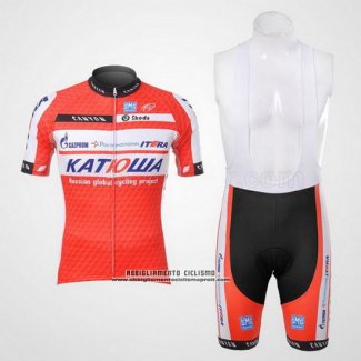 2012 Abbigliamento Ciclismo Katusha Bianco e Arancione Manica Corta e Salopette