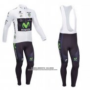 2013 Abbigliamento Ciclismo Movistar Lider Bianco Manica Lunga e Salopette