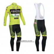 2013 Abbigliamento Ciclismo Vini Fantini Verde e Nero Manica Lunga e Salopette