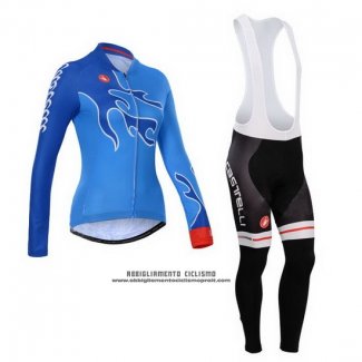 2014 Abbigliamento Ciclismo Donne Castelli Celeste Manica Lunga e Salopette