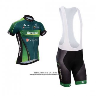 2014 Abbigliamento Ciclismo Europcar Verde Manica Corta e Salopette