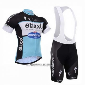 2015 Abbigliamento Ciclismo Etixx Quick Step Nero e Bianco Manica Corta e Salopette