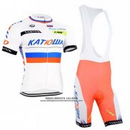 2015 Abbigliamento Ciclismo Katusha Bianco Manica Corta e Salopette