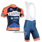 2015 Abbigliamento Ciclismo Vini Fantini Arancione e Blu Manica Corta e Salopette