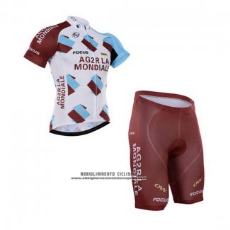 2016 Abbigliamento Ciclismo Ag2rla Marrone Manica Corta e Salopette