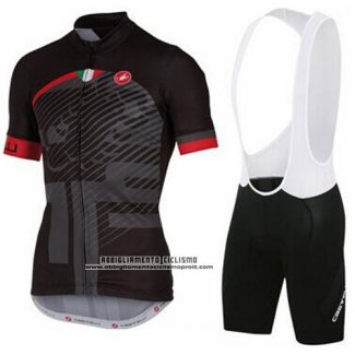 2016 Abbigliamento Ciclismo Castelli Nero e Grigio Manica Corta e Salopette