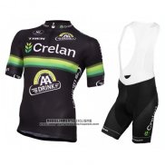 2016 Abbigliamento Ciclismo Crelan AA Nero e Verde Manica Corta e Salopette