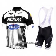 2016 Abbigliamento Ciclismo Etixx Quick Step Bianco e Nero Manica Corta e Salopette