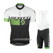 2016 Abbigliamento Ciclismo Scott Bianco e Verde Manica Corta e Salopette