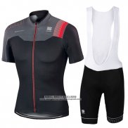 2017 Abbigliamento Ciclismo Sportful Nero e Rosso Manica Corta e Salopette