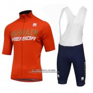 2018 Abbigliamento Ciclismo Bahrain Merida SS Arancione Manica Corta e Salopette