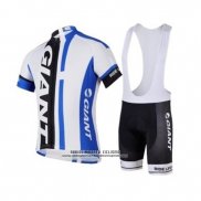 2018 Abbigliamento Ciclismo Giant Bianco Blu Nero Manica Corta e Salopette