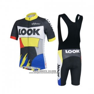 2018 Abbigliamento Ciclismo Look Nero Giallo Blu Manica Corta e Salopette