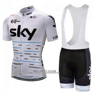 2018 Abbigliamento Ciclismo Sky Bianco e Nero Manica Corta e Salopette