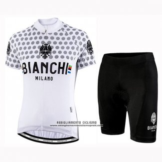 2019 Abbigliamento Ciclismo Donne Bianchi Dot Bianco Manica Corta e Salopette