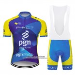 2019 Abbigliamento Ciclismo PGN Blu Aceso Giallo Manica Corta e Salopette