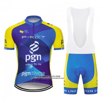 2019 Abbigliamento Ciclismo PGN Blu Aceso Giallo Manica Corta e Salopette