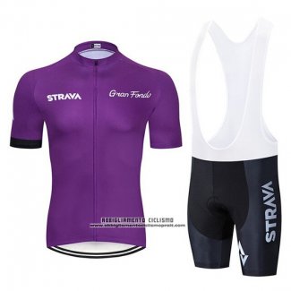 2019 Abbigliamento Ciclismo STRAVA Spento Viola Manica Corta e Salopette