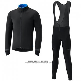 2019 Abbigliamento Ciclismo Shimano Nero Blu Manica Lunga e Salopette