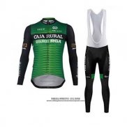 2020 Abbigliamento Ciclismo Caja Rural Verde Nero Manica Lunga e Salopette