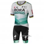 2020 Abbigliamento Ciclismo UCI Mondo Campione Bora Bianco Verde Manica Corta e Salopette