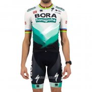 2021 Abbigliamento Ciclismo Bora Campione Bianco Verde Manica Corta e Salopette