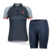 2021 Abbigliamento Ciclismo Donne Scott Grigio Blu Manica Corta e Salopette