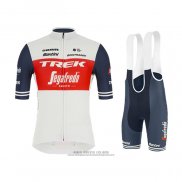 2021 Abbigliamento Ciclismo Trek Segafredo Bianco Scuro Blu Manica Corta e Salopette