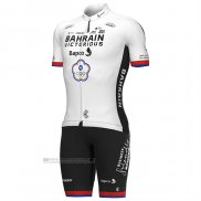 2022 Abbigliamento Ciclismo Bahrain Victorious Bianco Manica Corta e Salopette