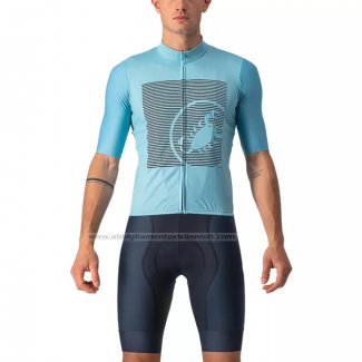 2022 Abbigliamento Ciclismo Castelli Azzurro Grigio Manica Corta e Salopette