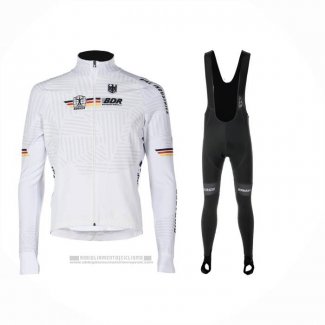 2023 Abbigliamento Ciclismo Germania Bianco Manica Lunga e Salopette