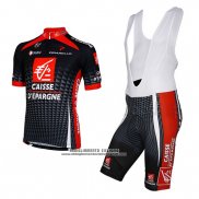 2010 Abbigliamento Ciclismo Caisse D Epargne Nero e Bianco Manica Corta e Salopette