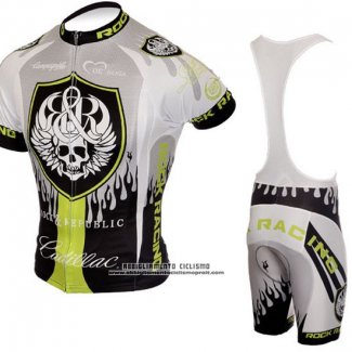 2010 Abbigliamento Ciclismo Rock Racing Argentato e Verde Manica Corta e Salopette