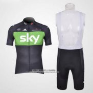 2012 Abbigliamento Ciclismo Sky Nero e Verde Manica Corta e Salopette