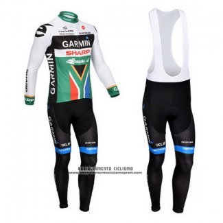 2013 Abbigliamento Ciclismo Garmin Sharp Campione Sudafrica Manica Lunga e Salopette