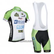 2014 Abbigliamento Ciclismo Bardiani Bianco e Verde Manica Corta e Salopette