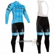 2016 Abbigliamento Ciclismo Cannondale Blu e Nero Manica Lunga e Salopette