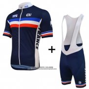 2016 Abbigliamento Ciclismo Francia Blu e Bianco Manica Corta e Salopette